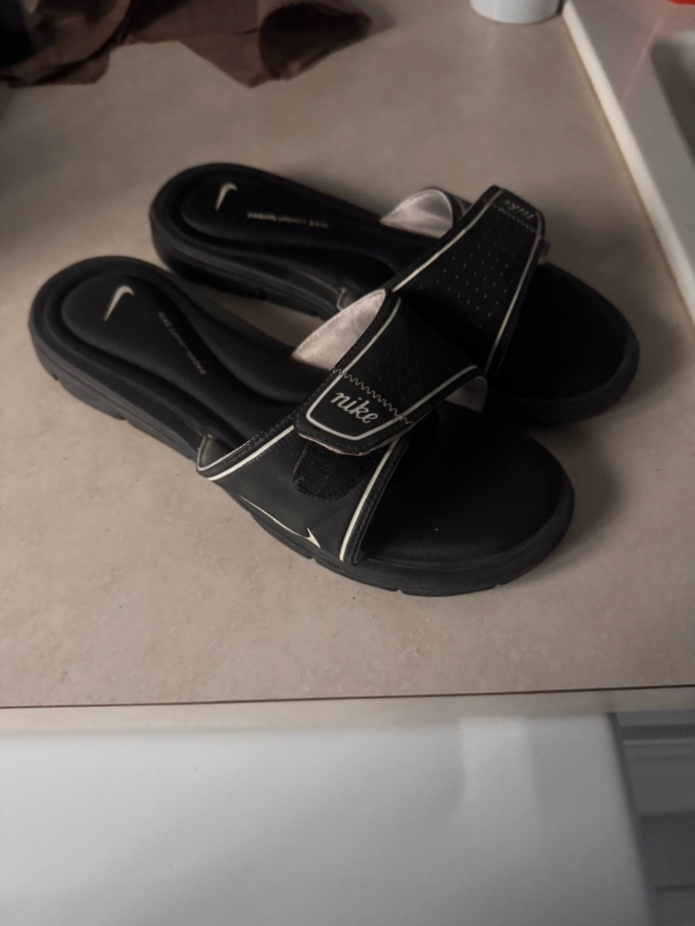 Nike Black Slide Sandals with White Accents